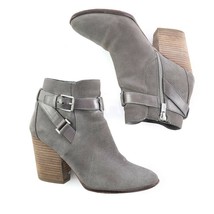 Cole Haan Gray Suede Heeled Ankle Boots Booties Side Zipper Womens 8 B - $39.43