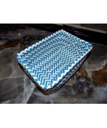 Blue/White Vinyl Basket Weave Open Storage Bin NWOT 8 x 5 1/2 x 4 - €10,11 EUR