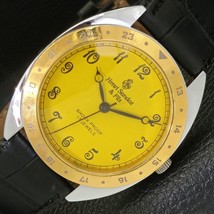 Henri Sandoz &amp; Fils HAND-WINDING Swiss Mens Yellow Dial Watch a430204-1 - $24.99