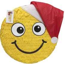 16&quot; Yellow Smiling Emoticon Pinata With Santa Claus Hat Great For Holida... - $55.30 CAD