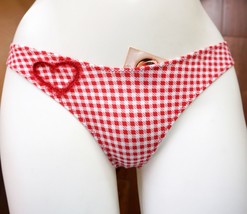 LOW RISE COTTON THONGS STRETCH PANTIES GINGHAM RED MADE IN EUROPE XS S M L - £19.30 GBP