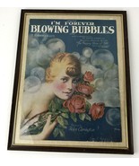 Vintage Framed Sheet Music I&#39;m Forever Blowing Bubbles Helen Carrington ... - $19.79