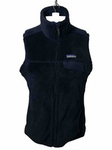 Patagonia Womens Fleece 1/4 Zip Vest Polartec MEDIUM Navy Blue Fuzzy - AC - $26.29