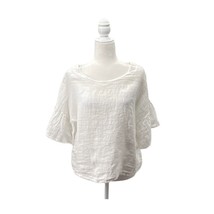 Viola Borghi White 100% Linen Blouse Medium Made in Italy Boxy Fit - $38.00