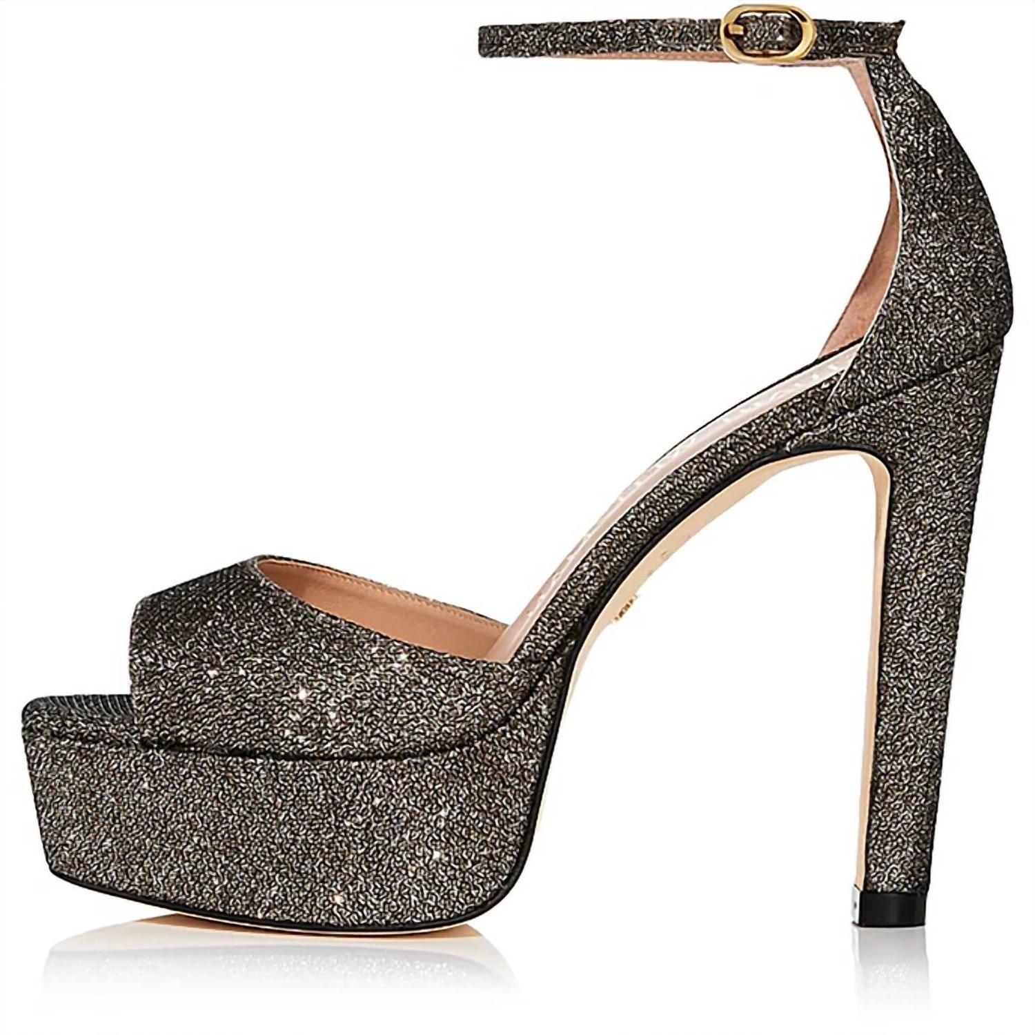 Stuart Weitzman Disco Ankle Strap Platform Sandals In New Pyrite Size 9 - $276.21