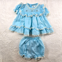 Nannette Girls Dress Size M 14-18 lbs. Blue Lace Ruffles Bloomers Short ... - $13.01