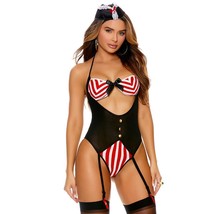 Sexy Pirate Costume Striped Garter Teddy Lace Trim Hat Bedroom Lingerie ... - £26.01 GBP