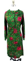 Vintage RETRO Sheath  Dress  Zacari Pink Green Rose Printed 1960s Cotton... - $97.02