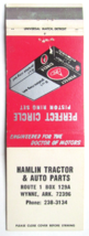 Hamlin Tractor &amp; Auto Parts - Wynne, Arkansas Matchbook Cover Perfect Circle AR - £1.49 GBP