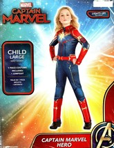 Girls Captain Marvel Superhero Costume Halloween Lights Up Child- Large - $35.63