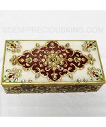 Natural Marble Jewelry Box 24K Gold Foil Handcrafted Home Decor Housewar... - £153.60 GBP