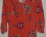St John’s Bay Floral Top Size Large 3/4 Peasant Sleeves Coral BOHO Flowy - £8.01 GBP