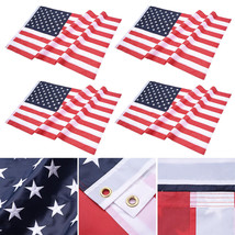 4Pcs 3x5FT American Flag Stars Sewn Stripes Brass Grommets 210D Oxford U... - £60.54 GBP