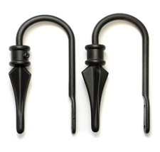 Pair of Black Cast Iron Curtain Drapery Holder Hooks Wall Mounted - £10.09 GBP