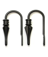 Pair of Black Cast Iron Curtain Drapery Holder Hooks Wall Mounted - £10.24 GBP