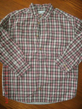 Boys sz S 8 lined plaid button up shirt EUC Canyon River Blues red brown &amp; beige - £7.95 GBP