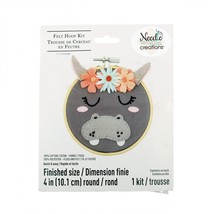 Needle Creations 4 Inch Felt Embroidery Hoop Kit Hippo - $7.30