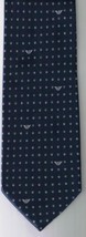 Giorgio Armani Collezioni Silk Neck Tie Dark Blue Silver Dots Armani Logo - £116.09 GBP