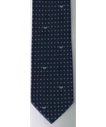 Giorgio Armani Collezioni Silk Neck Tie Dark Blue Silver Dots Armani Logo - £116.28 GBP