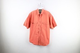 Vtg 90s Eddie Bauer Mens Large Faded Rufton Twill Camp Button Shirt Salmon Pink - £31.10 GBP