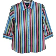 Westbound Womens Blouse Size 8 Button Front 3/4 Sleeve Collared Stripe - £10.34 GBP