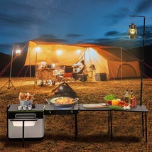 Black Vevor Outdoor Mobile Kitchen, Wheeled Multifunctional Camp Box All... - £172.77 GBP