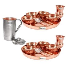 Prisha India Craft  Set of 2 Dinnerware Traditional 100% Pure Copper Din... - £113.58 GBP