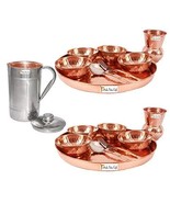 Prisha India Craft  Set of 2 Dinnerware Traditional 100% Pure Copper Din... - £115.79 GBP