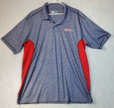 Russell Polo Shirt Men Size XL Gray Striped Polyester Short Sleeve Slit Collared - $15.68