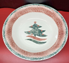 Gibson CHRISTMAS STAR Large Stoneware Red Green Sponged Tree Large Serving Bowl  - £15.89 GBP