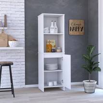 White Single Door Kitchen Pantry Cabinet with Shelves - $207.99