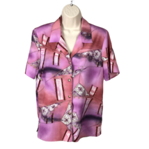 Maggie Sweet Button Up Collared Shirt ~ Sz S ~ Short Sleeve ~ Purple &amp; Pink - £17.97 GBP