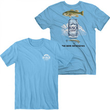 Busch Light Fishing The Beer Necessities Front and Back Print T-Shirt Blue - $36.98+