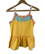 Matilda Jane Size 12 Tank Top Shirt Girls Knit Yellow Polka Dot Peplum - $33.44