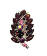 Vintage Weiss Brooch Cabochon Signed Purple Pink Rhinestone Silver Pin 2... - £75.85 GBP