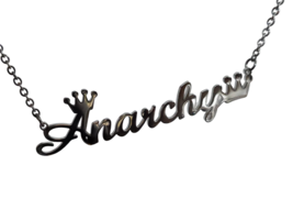 Word Necklace - ANARCHY - Pendant Riot Rebel 20&quot; Steel Alternative Punk Goth Box - £15.38 GBP