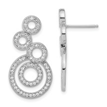 Brilliant Embers Silver Polished CZ Fancy Circle Post Dangle Earrings QM... - $60.08