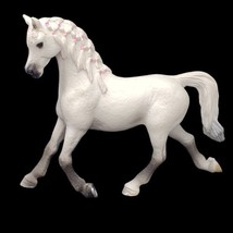 SCHLEICH Horse 2013 White Arabian Mare Black Legs Braided Mane 4&quot; H x 5&quot; L - £7.78 GBP