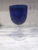 Cobalt Blue Braided Clear Stem Wine Glass - $11.88