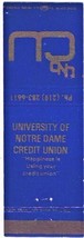 Matchbook Cover University Of Notre Dame Credit Union Indiana - £2.36 GBP
