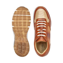 Belvedere Gino Genuine Ostrich,Italian Calf Leather Sneaker Brandy Bone E24 image 3
