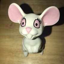 Unusual White Mouse Nodder Type Pink Ears Small Porcelain Figurine - £15.29 GBP