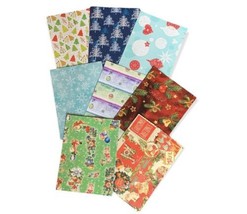 Vtg Christmas Gift Wrapping Paper Sheets Craft Folded 6 Full + 2 Partial Labels - £8.06 GBP