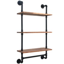 Industrial Pipe Floating Shelves With Towel Bar, 24 Inch Farmhouse Vintage Style - $135.99