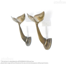 Lot of 2 Vintage Alaska Beluga Whale Tail Solid Brass Wall Hooks - 3.75 ... - £23.98 GBP