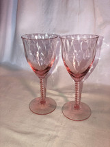 2 Pink Stemmed Glasses Depression Glass  7.5 Inch  - £13.36 GBP