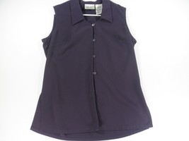 Kathie Lee Collection Womens Button Front Shirt Purple Sleeveless Collar Medium - £10.23 GBP