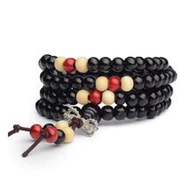 Stretch Wrap Mala Bracelet 108 6mm Bead Beautiful Black Wood Prayer Budd... - $5.95