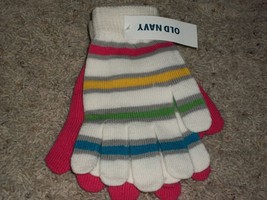 Old Navy Womans Childs Kids Winter Gloves Pink Stripe Two Pair - £11.80 GBP