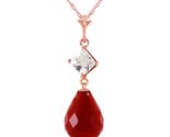 Galaxy Gold GG 14K Solid Rose Gold Dyed Ruby and White Topaz Briolette D... - $670.22
